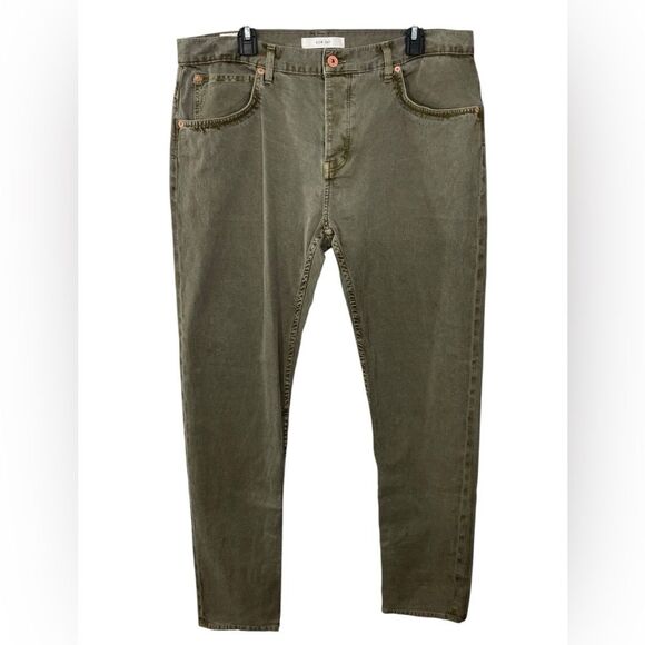 Billy‎ Reid MSL - ALA RN-113 814 Green Washed Jeans Button Fly Slim Men’s Sz 36 - Picture 1 of 9